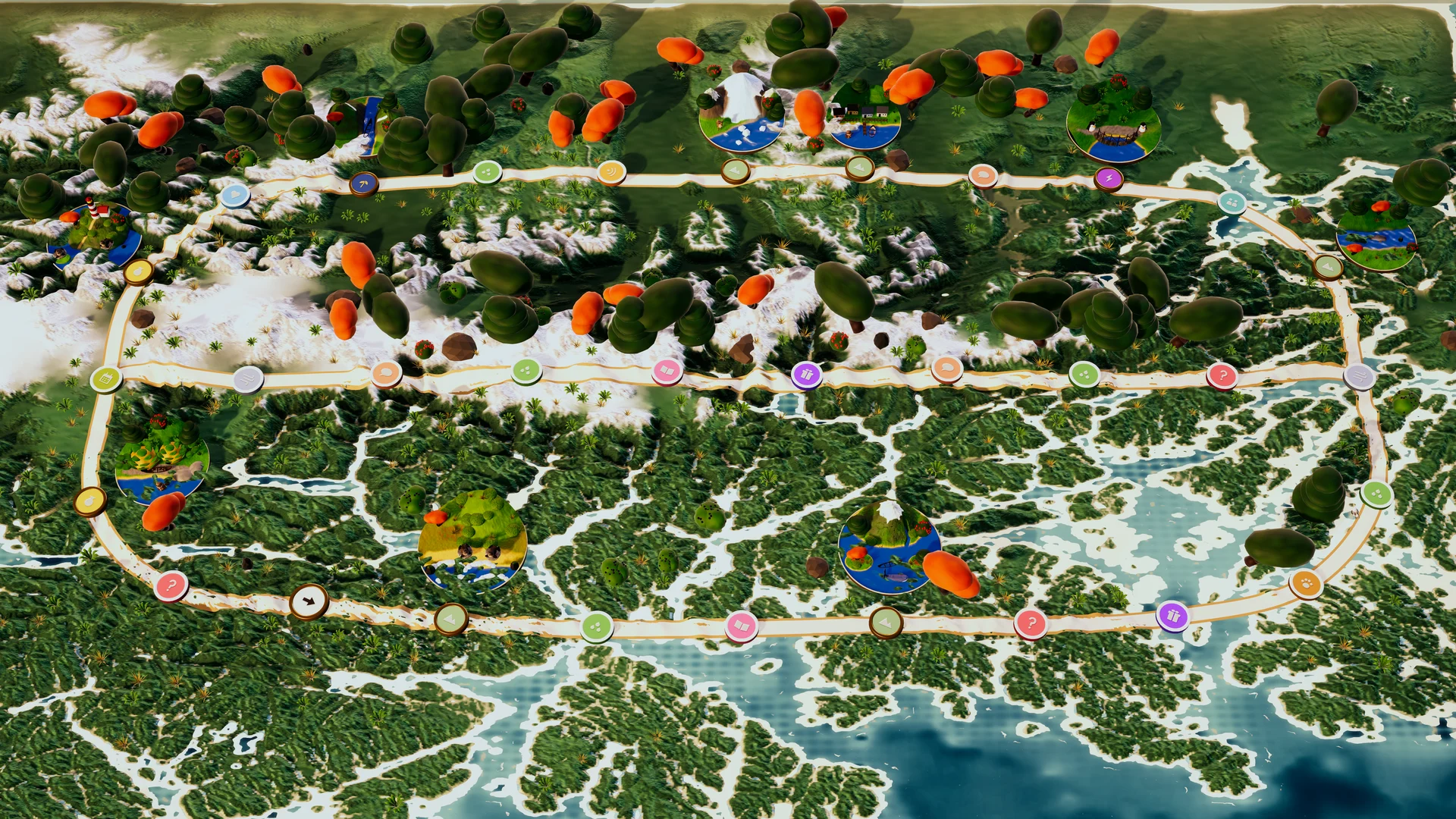 Tablero del territorio Kawésqar en el juego